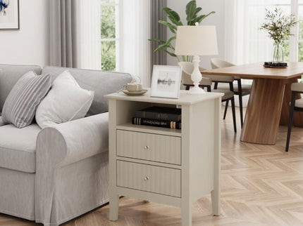 Fluted Nightstand With 2 Drawers