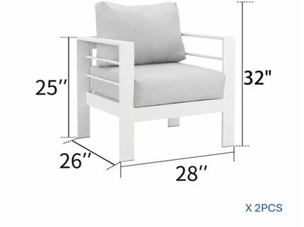 Modern All-Weather Patio Armchairs & Thick Cushions (Set of 2)