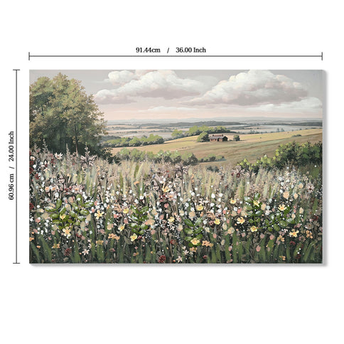 Framed Canvas Wall Art Vintage Decor, Landscape Wall Art - Green / Ivory