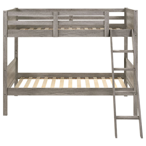 Brenton - Twin Over Twin Bunk Bed With Ladder - Taupe