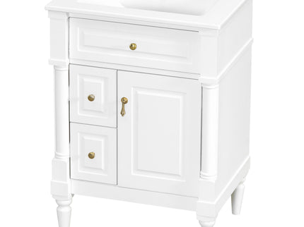 Freestanding Bathroom Vanity With Sink, Adjustable Shelf & Flip Drawer