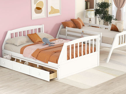 Bunk Bed With Drawers, Ladder And Storage Staircase