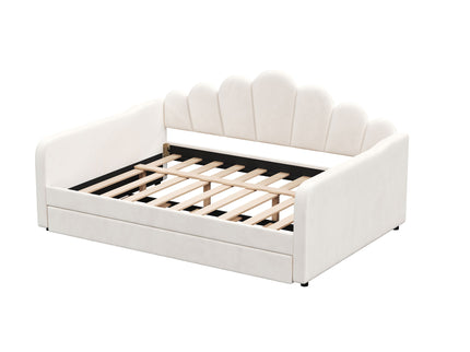 Shell Shaped Upholstered Daybed Frame With Slats