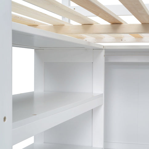 Loft Bed With Built In Wardrobe, Desk, Shelves And Drawers