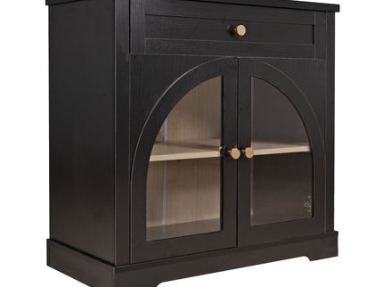 Sideboard Cabinet With 1 Drawer And 2 Arched Doors With Adjustable Shelves For Entryway - Black
