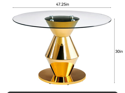 Round Dining Table - Gold