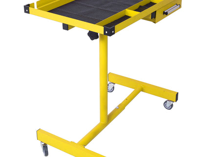 Adjustable Tear Down Work Table With Drawer For Garages, Repair Shops, And Diy, Portable, (4) 2.5" Swivel Casters, 220 Pound Capacity, Rubber Corners, Heavy Duty Steel