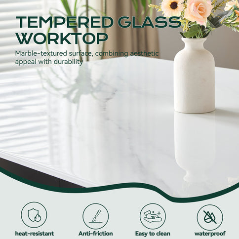 Rectangular Dining Table - Gray / White