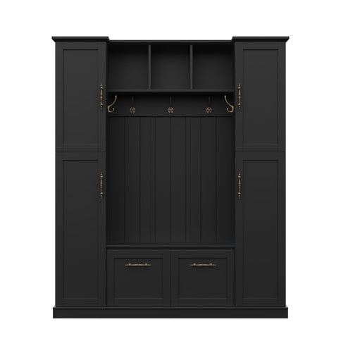 Hall Tree With 4 Side Cabinets