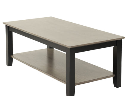 3 Piece Table Set With Open Shelf Storage, Includes Coffee, End & Console Table - Black / Black / Gray / Gray