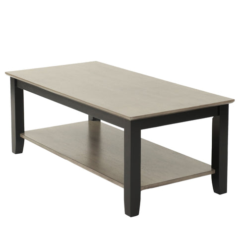 3 Piece Table Set With Open Shelf Storage, Includes Coffee, End & Console Table - Black / Black / Gray / Gray