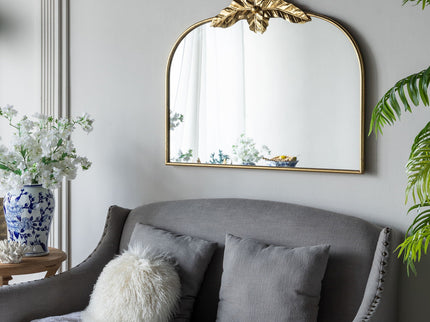Arched Wall Mirror With Metal Frame, Wall Mirror For Living Room