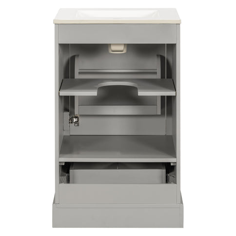 Bathroom Vanity With Sink, Soft Close Door, Adjustable U-Shaped Shelf