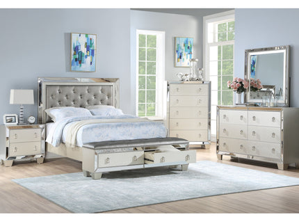 Nightstand With 2 Drawers And Mirror Accent - Silver