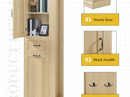 Modern Tall Storage Cabinet With Tilt-Out Compartment, Adjustable Shelves