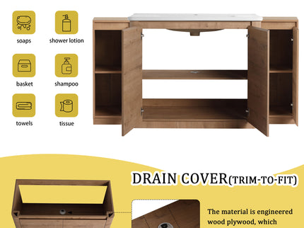 Freestanding Bathroom Vanity With Sink, 2 Small Storage Cabinets, Soft Close Doors
