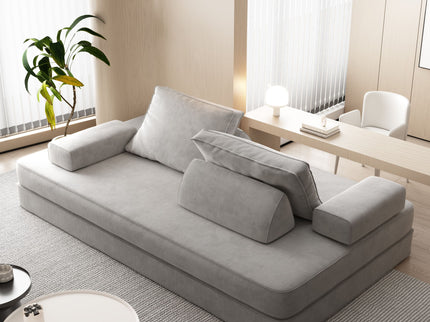 Multifunctional Convertible Sofa Bed With 2 Tumbler Backrests And 2 Pillows, Deep Seat Couch