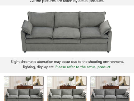 Modern 3 Seater Sofa With Side Storage Pockets For Living Room