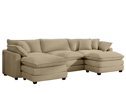 Oversized Modular Cushion Sofa With Ottoman, Low Back, Deep Seating Sofa Set