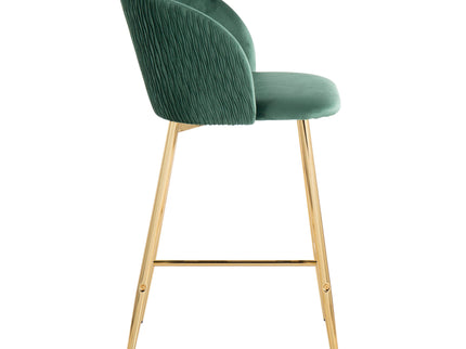 Fran - Pleated Waves Contemporary / Glam Fixed Height Counter Stool (Set of 2)