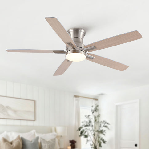 Mordern Flush Mount Ceiling Fan With Light And Remote Control