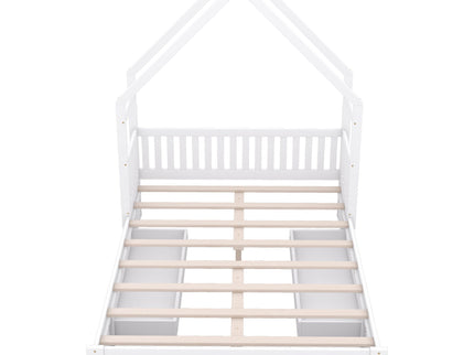 House Style Platform Bed With Guardrail And 2 Drawers