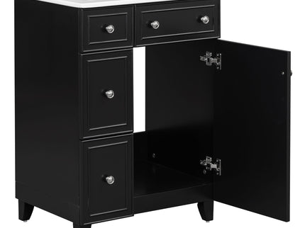 Transitional Style Bathroom Vanity Cabinet With Ceramic Sink