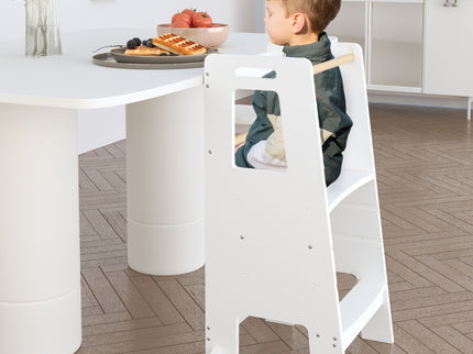 Standing Tower, Child Kitchen Step Stool Toddler, Montessori Stool Adjustable Height - White