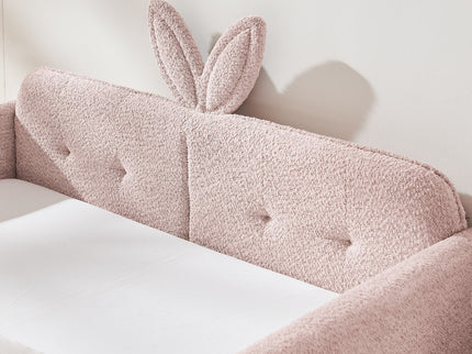 Cute Rabbit Ear Upholstered Platform Bed Frame With Safety Rail