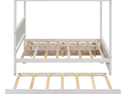 Canopy Platform Bed With Drawers, Support Slats, No Box Spring Needed