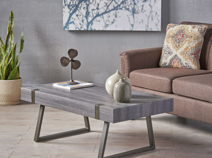 Abitha - Coffee Table With Industrial Powder Coated Metal Legs