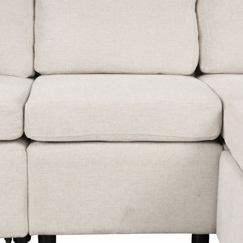 Convertible U-Shaped Sectional Sofa With Pull-Out Bed
