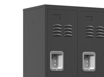 6 Door Lockers With Lock For Secure Storage - Black