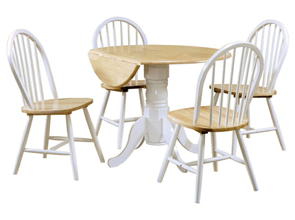 Greer - 5 Piece Dining Set With Drop Down Leaf Table And Curved Back Chairs - White