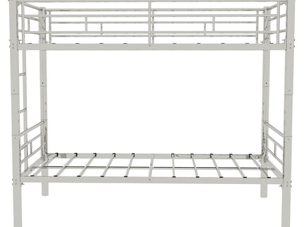 Metal Bunk Bed For Kids, Convertible Bedframe With Ladders & Guardrail
