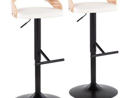 Grotto - Contemporary Adjustable Barstool With Swivel & Straight T Footrest (Set of 2)