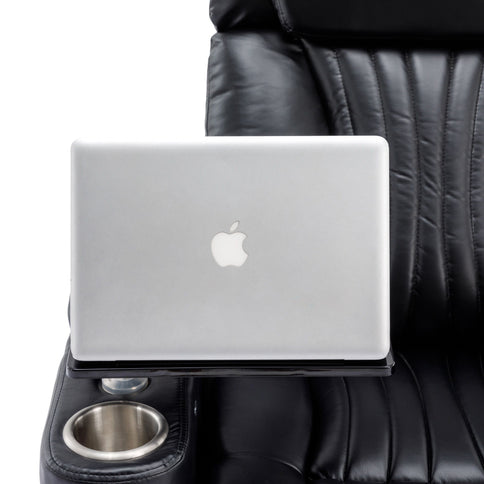 270° Power Swivel Recliner Home Theater Chair With Hidden Arm Storage, LED Light, Cup Holder, And Tray Table