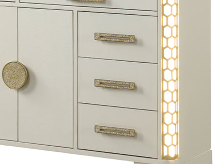 Jasmine - 8 Drawer Dresser With Side LED Lightning - Beige