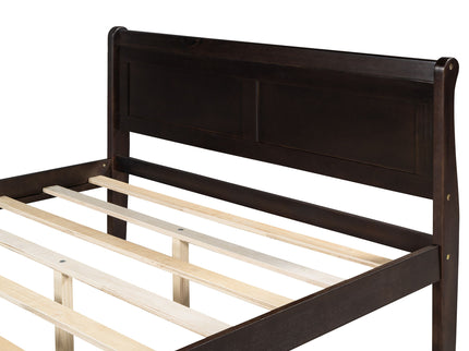 Platform Bed Frame Mattress Foundation Sleigh Bed With Headboard / Footboard / Wood Slat Suppor