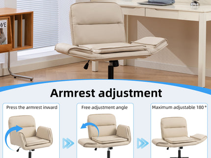 Criss Cross Swivel Desk Chair With Adjustable Armrests & Wheels For Home Office