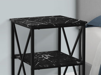 3 Tier Accent Table, Side Marble Look Contemporary & Modern