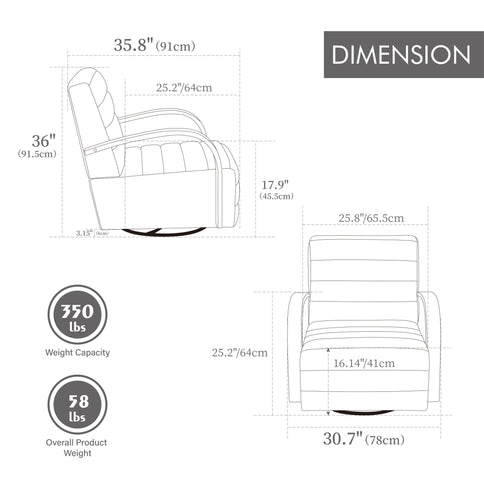 360° Swivel Accent Chair With Armrests