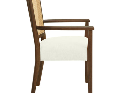 Mid Century Modern Arm Dining Chairs With Rattan Backrest
