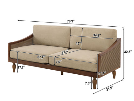 3 Seater Sofa With Rattan Armrests