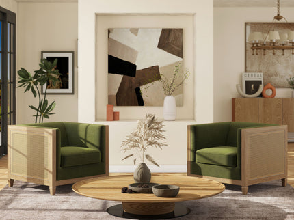 Georgia - Cane Tuxedo Armchair - Olive Green