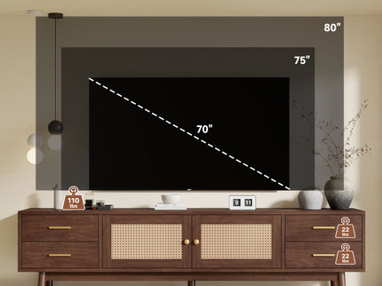 70" TV Stand With Doors For TVs Up To 80", Media Console With 4 Drawers & Cable Holes - Dark Brown