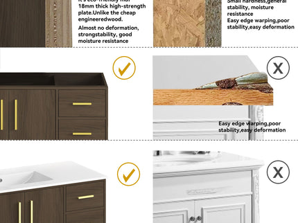 Bathroom Vanity With Abundant Storage 2 Soft Close Doors And 9 Drawers