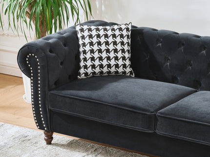 Chesterfield Upholstery Fabric Loveseat With Roll Armrest And Nailhead