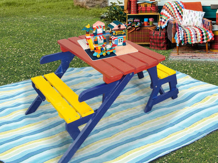 Kids Multi-Functional Arm Chair, Table With 2 Benches All-In-One Set