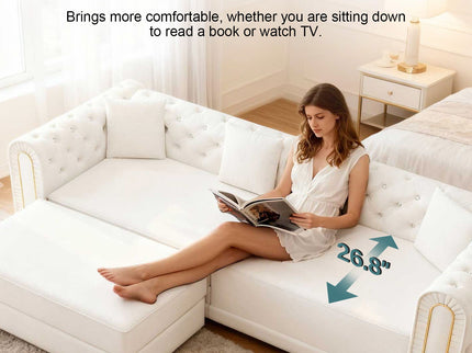3-In-1 Convertible Sleeper Sofa With Movable Ottoman For Living Room